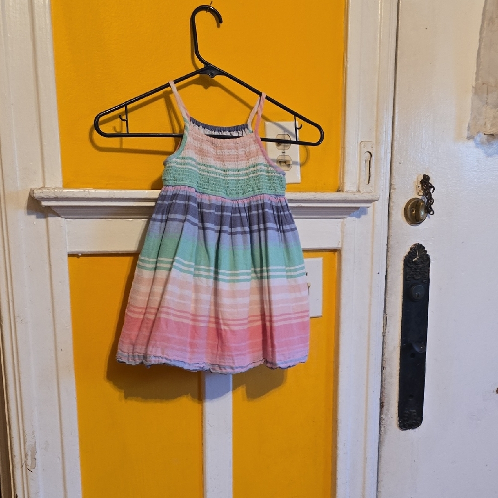 Old Navy Pink and Blue Pleated Sundress Sleeveless